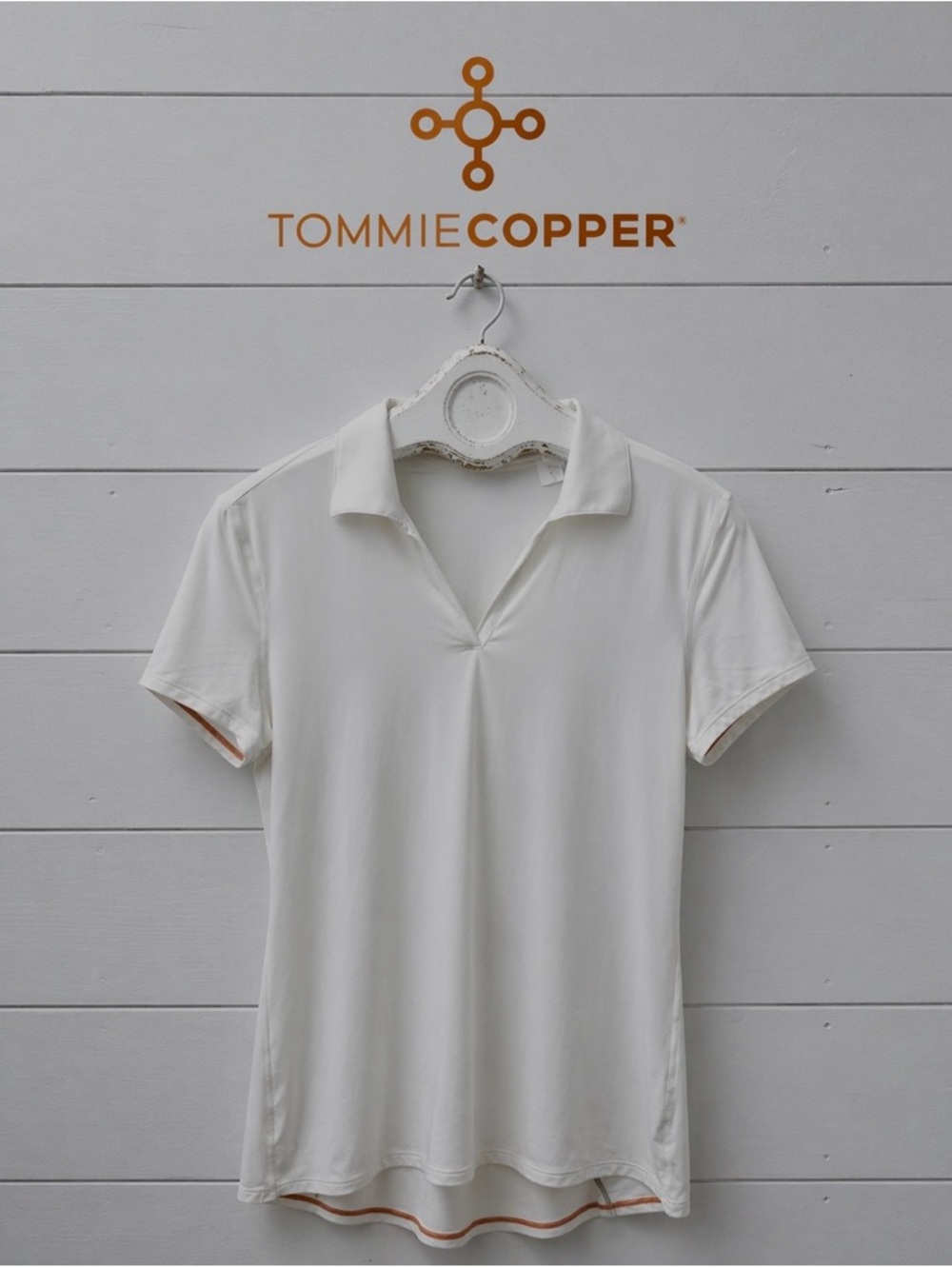 TOMMIE COPPER – Haut technique blanc à col polo – Taille M